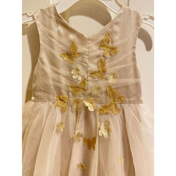 Monsoon glitter butterfly and 3D flowers Hanky hem tulle dress Ivory - Picture 2 of 7